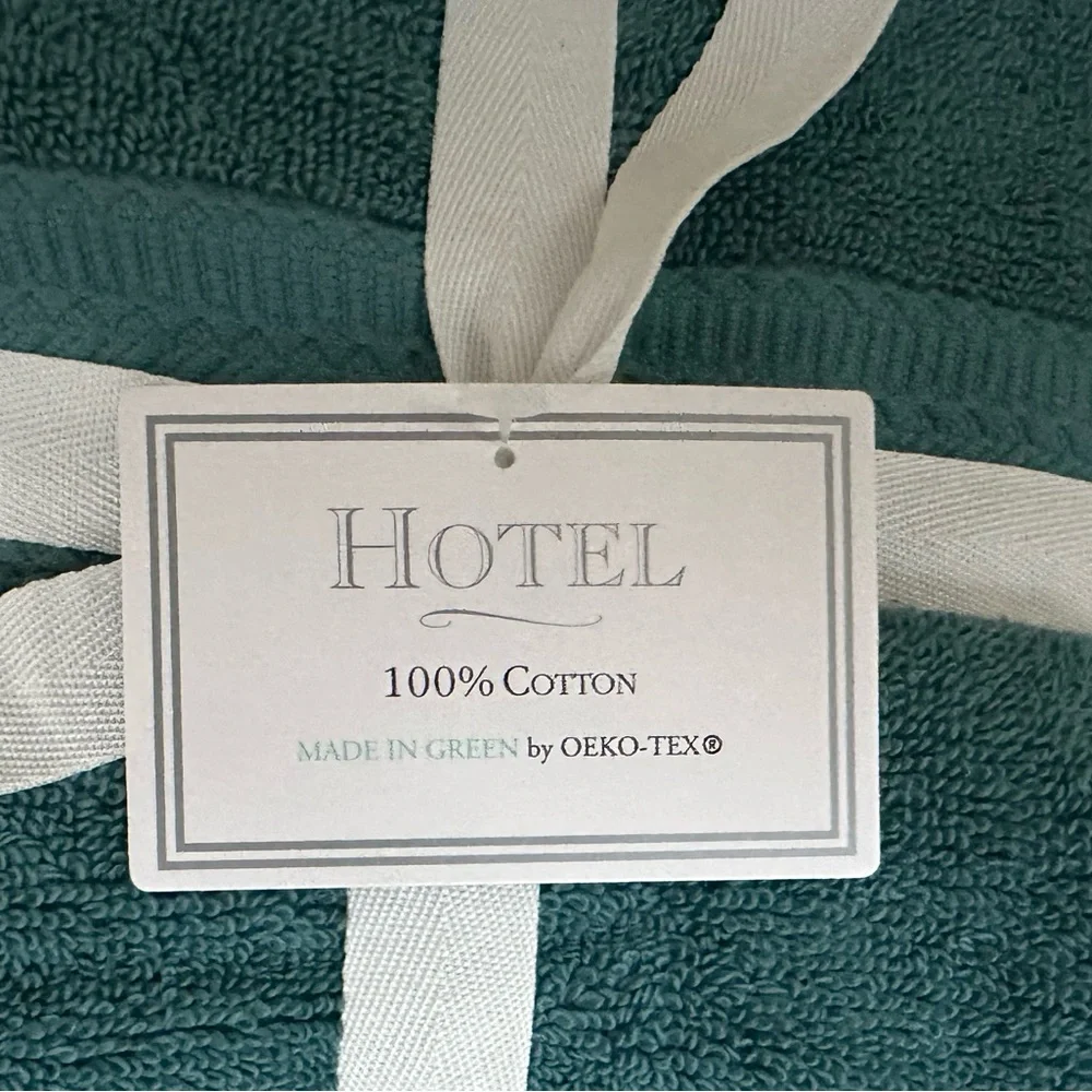 Hotel Collection Teal Cotton Hand Towels Bathroom Set of 2 NEW WITH TAGS